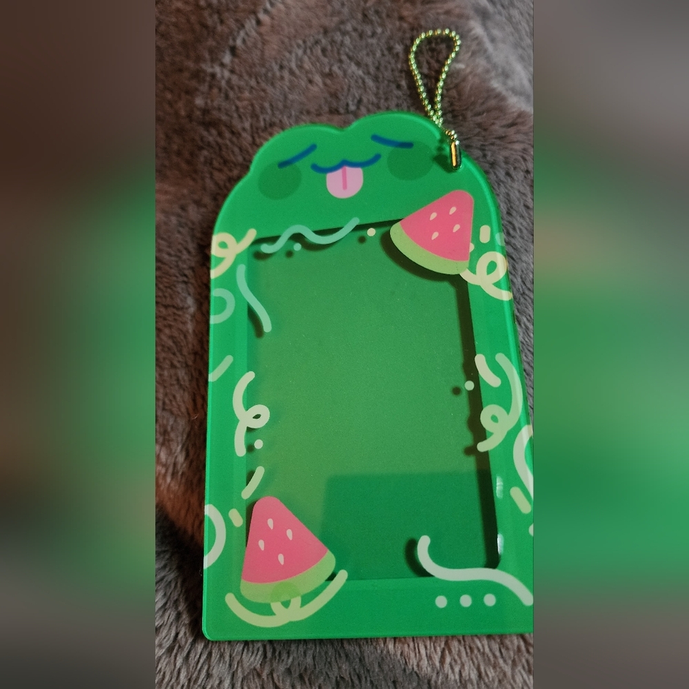 Kawaii K-pop photocards, ID badges - Frog Green Watermelon Theme